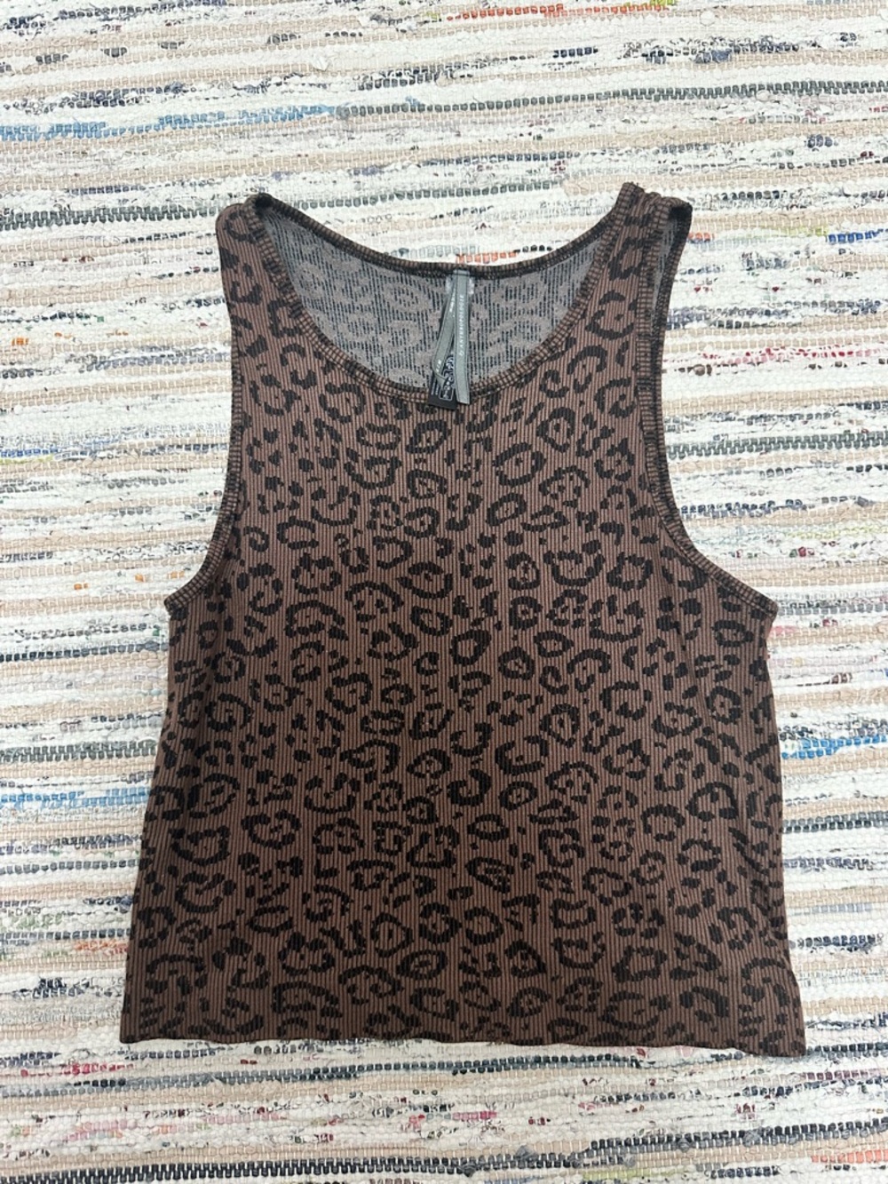 Anthropologie Ribbed Leopard Print Tank Top - Brown